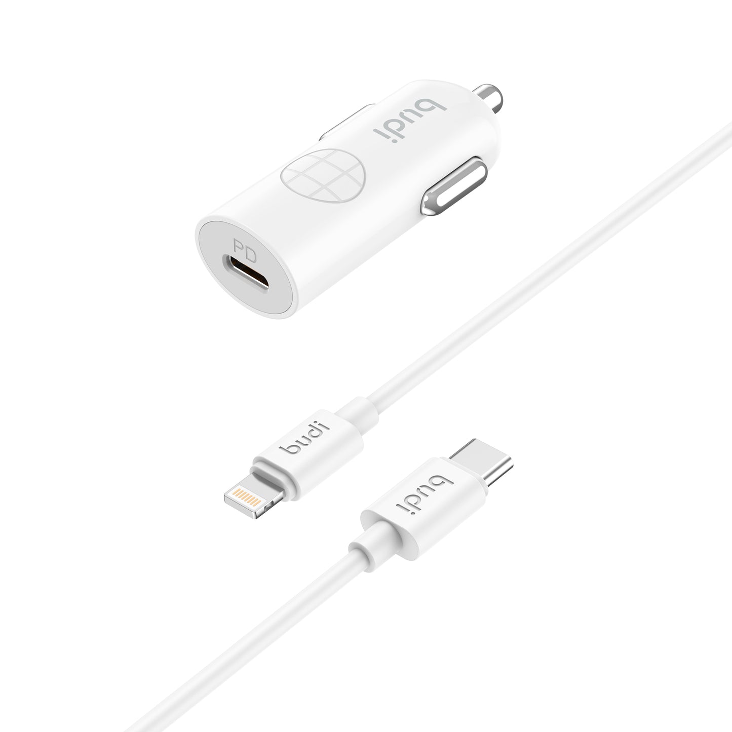 Compact 33W PPS Fast Charging Car Charger with Dual PD Ports-iPh Cable
