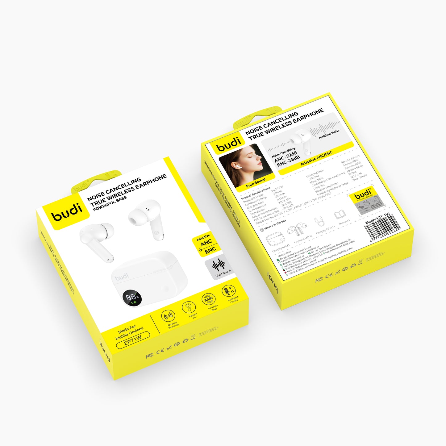 Noise Cancelling True Wireless Bluetooth Earphones with LED Display