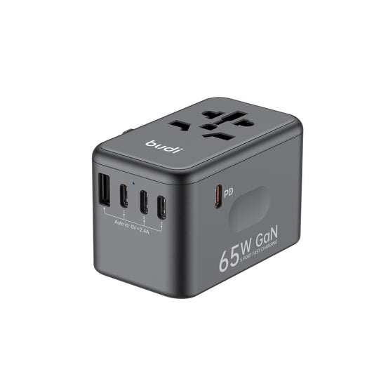 65W Global Travel Charger with 4 Type-C Ports & 1 USB & Storage Box