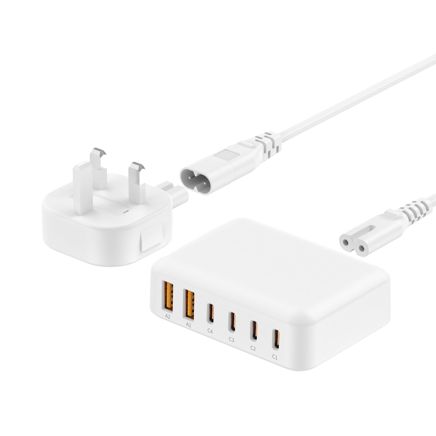 60W 6-Port USB Fast Charger with 1.5m Extension Cable