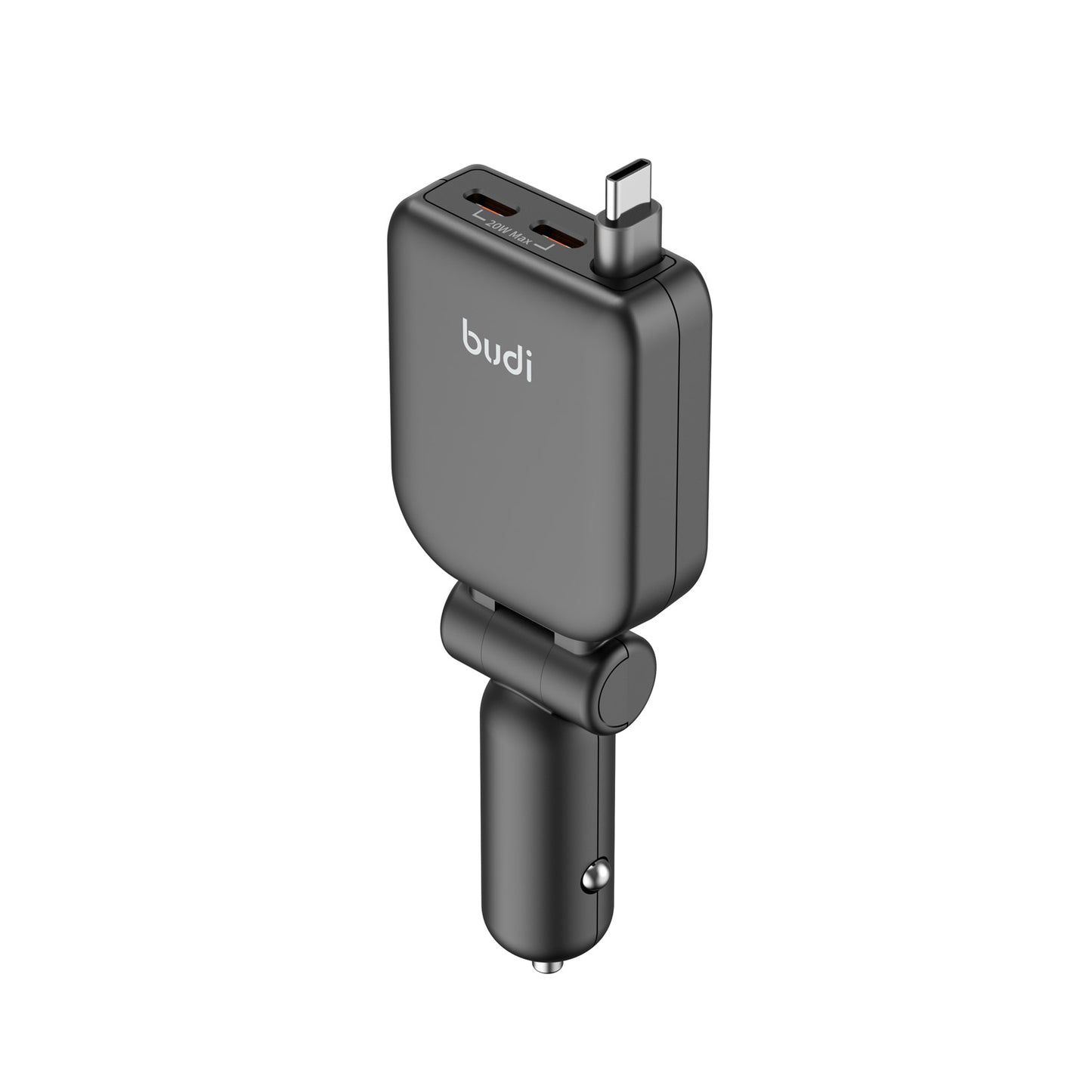50W 3-Port Fast Car Charger with Built-in Retractable 72cm Cable