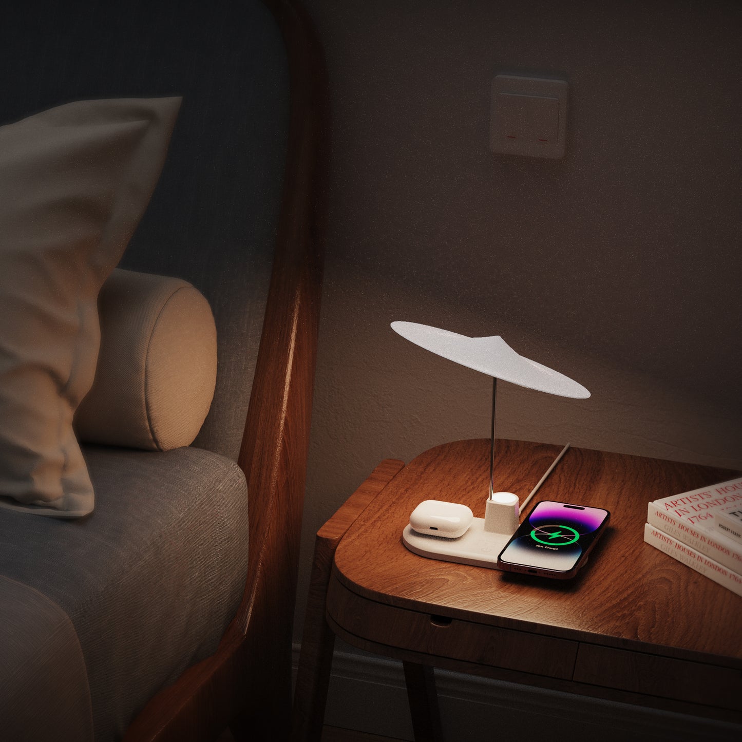 3-IN-1 Wireless Charging Station With Night Light-White