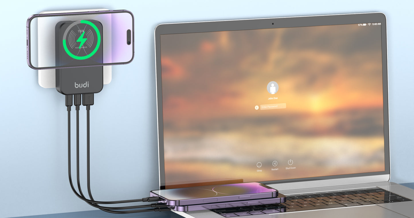 30W Dual USB-C PD & USB QC Magsafe Wireless Charger