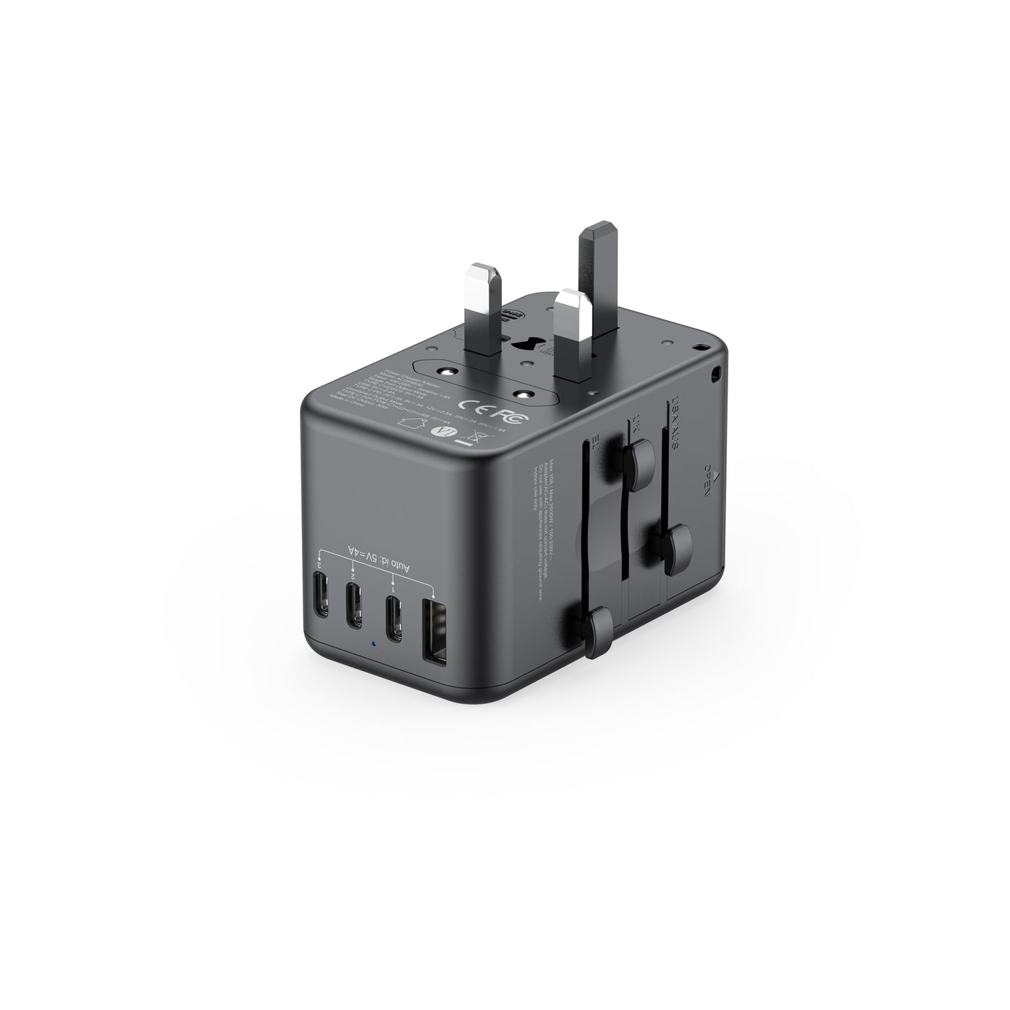 30W Global Travel Charger with 4 Type-C Ports & 1 USB & Storage Box