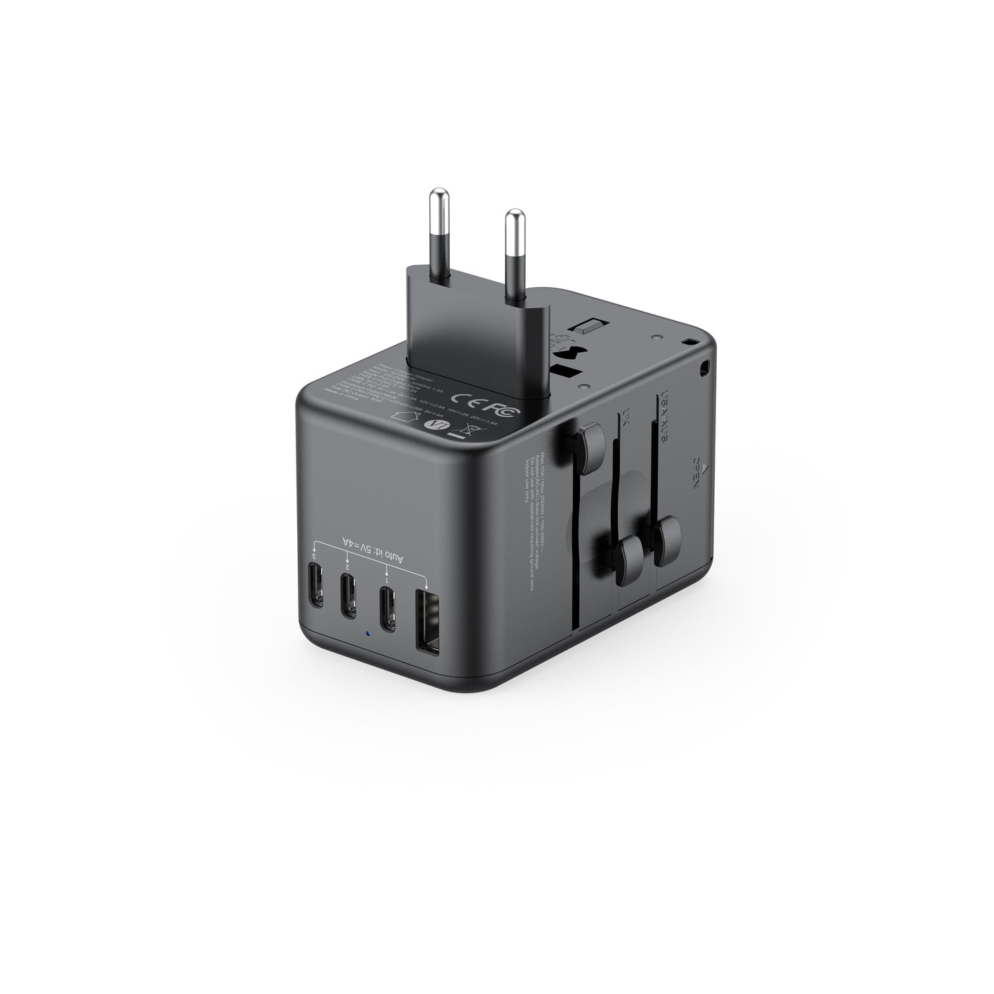 30W Global Travel Charger with 4 Type-C Ports & 1 USB & Storage Box