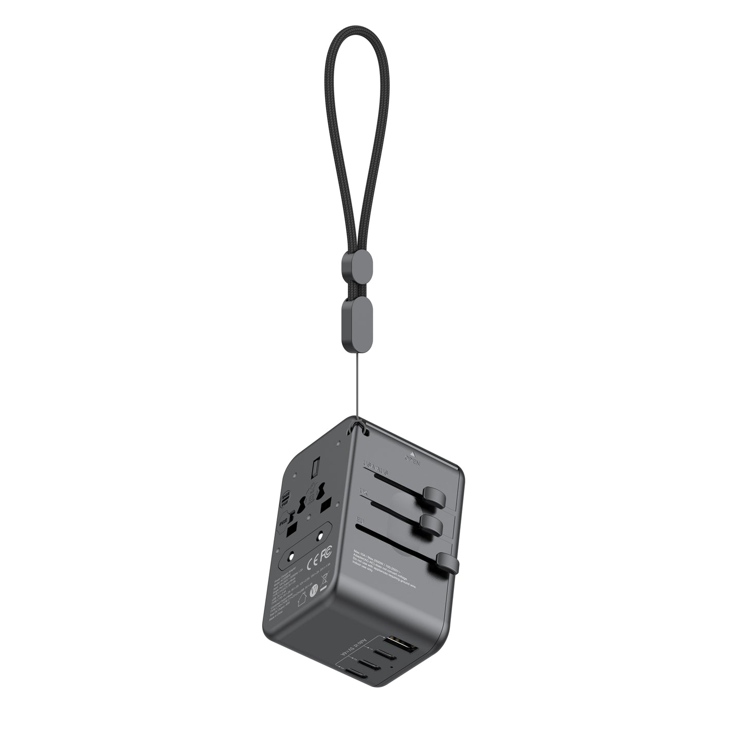 30W Global Travel Charger with 4 Type-C Ports & 1 USB & Storage Box