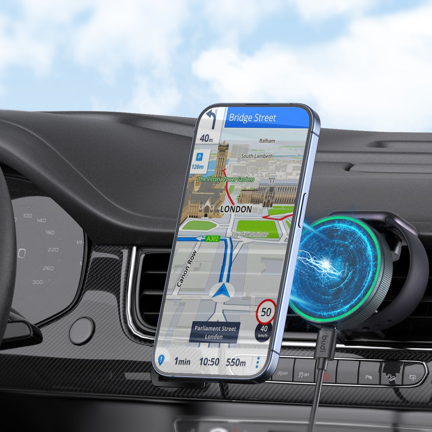 2-in-1 Magnetic Wireless Car Charger with Phone & Watch Charging – Windshield & Vent Mount