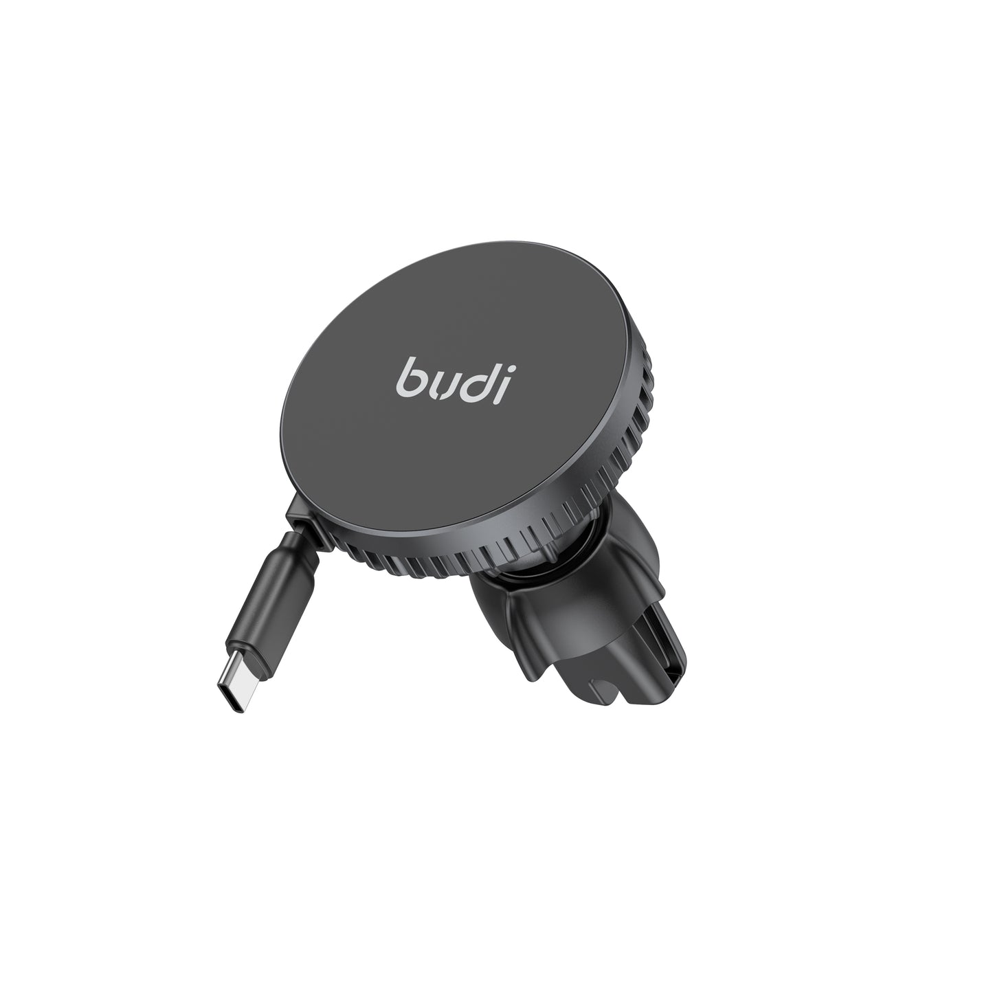 Universal Magnetic Wireless Car Charger Holder with Windshield & Vent Mount-Retractable Cable