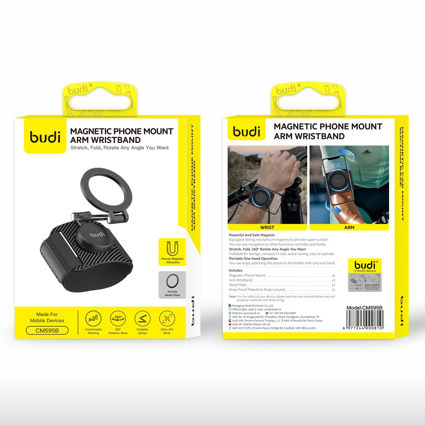 Magnetic Phone Mount Arm Wristband Hands Free Adjustable Sports Phone Holder