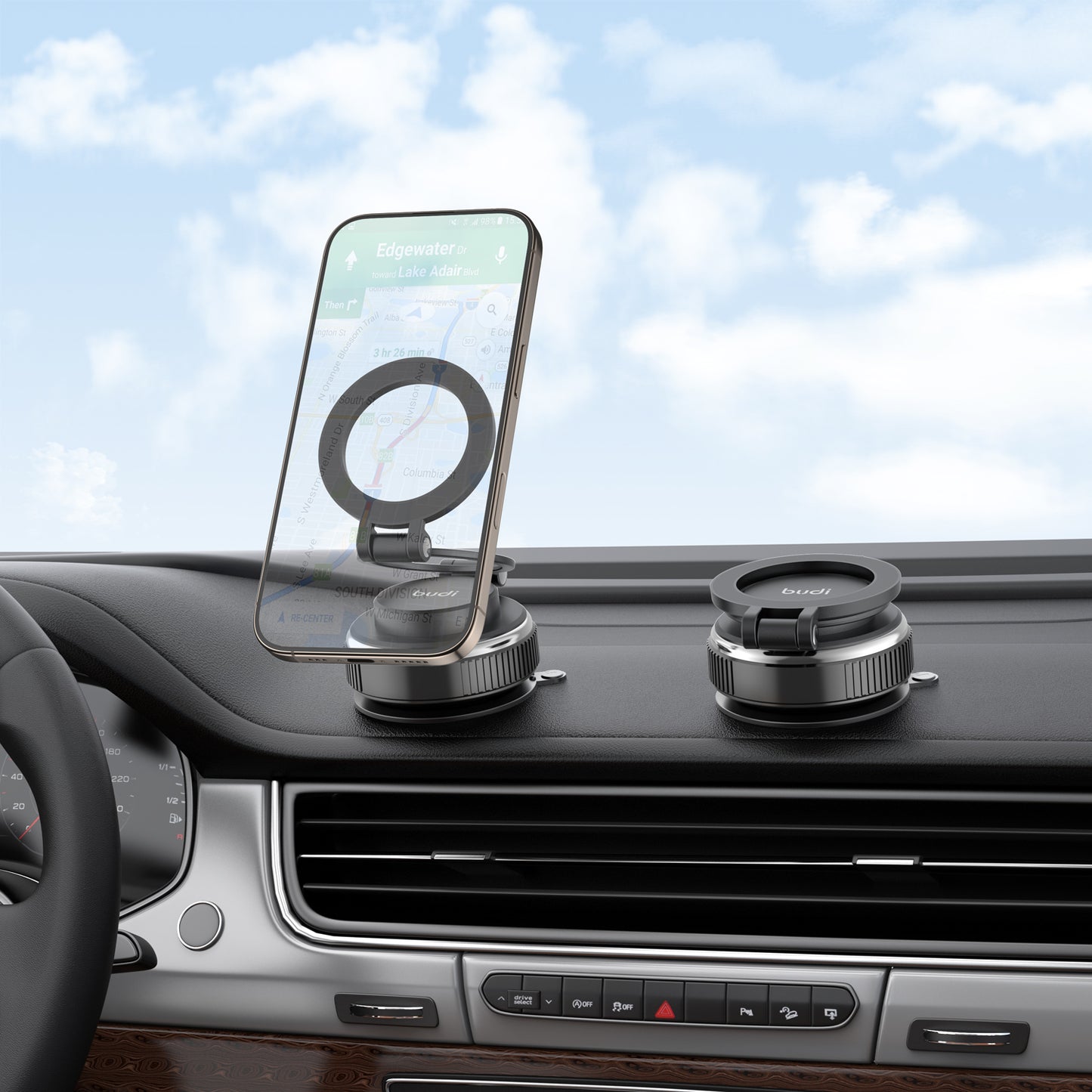 Magnetic Car Mount Suction Base Stretch, Fold, Rotate Any Angle You Want