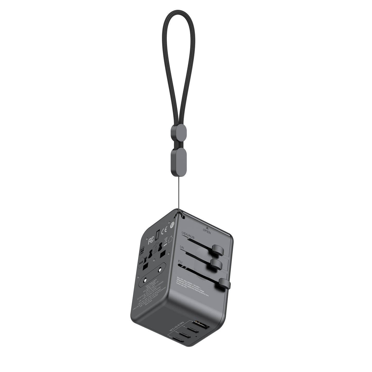 65W Global Travel Charger with 4 Type-C Ports & 1 USB & Storage Box