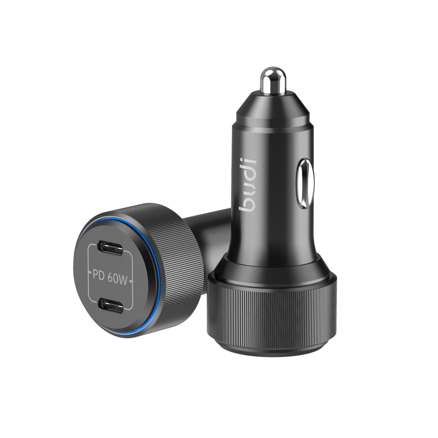 60W Dual USB-C PD Car Charger – Compact High-Speed Charging Solution