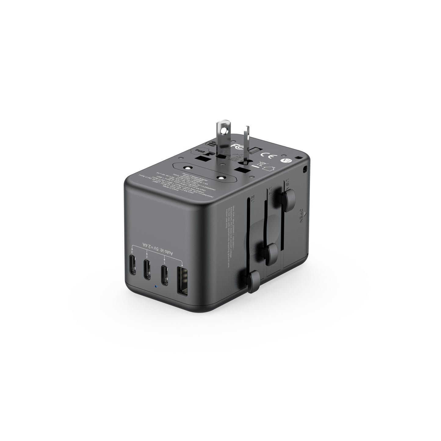 65W Global Travel Charger with 4 Type-C Ports & 1 USB & Storage Box