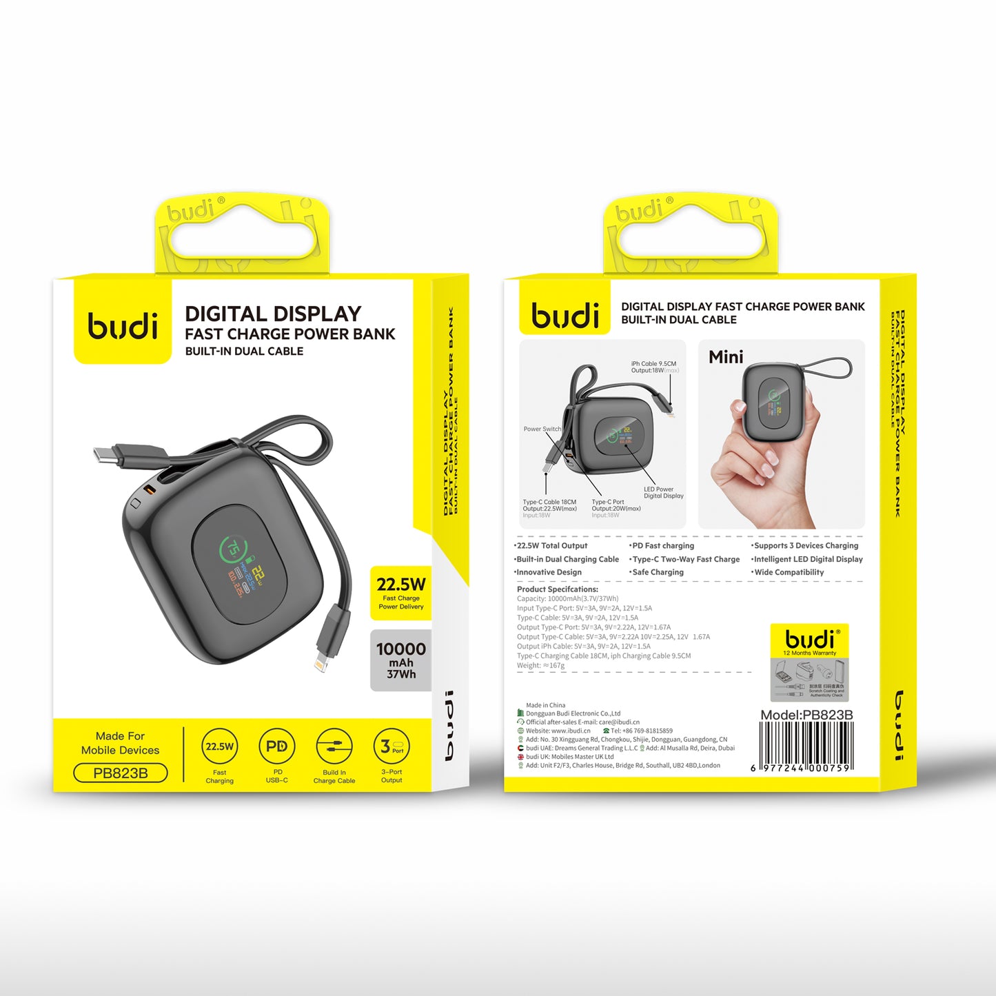 Digital Display Fast Charger Power Bank Portable High-Speed Charging