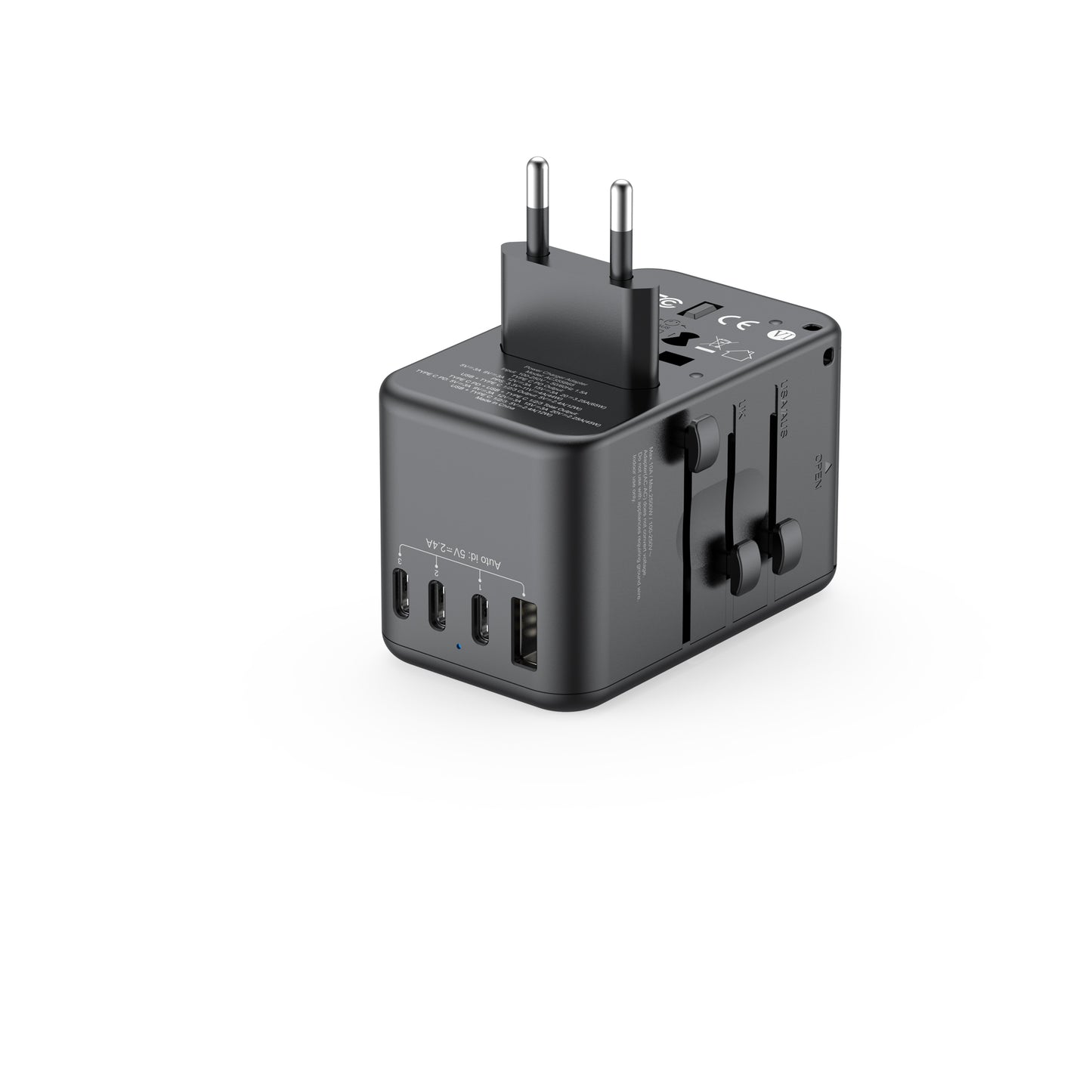 65W Global Travel Charger with 4 Type-C Ports & 1 USB & Storage Box