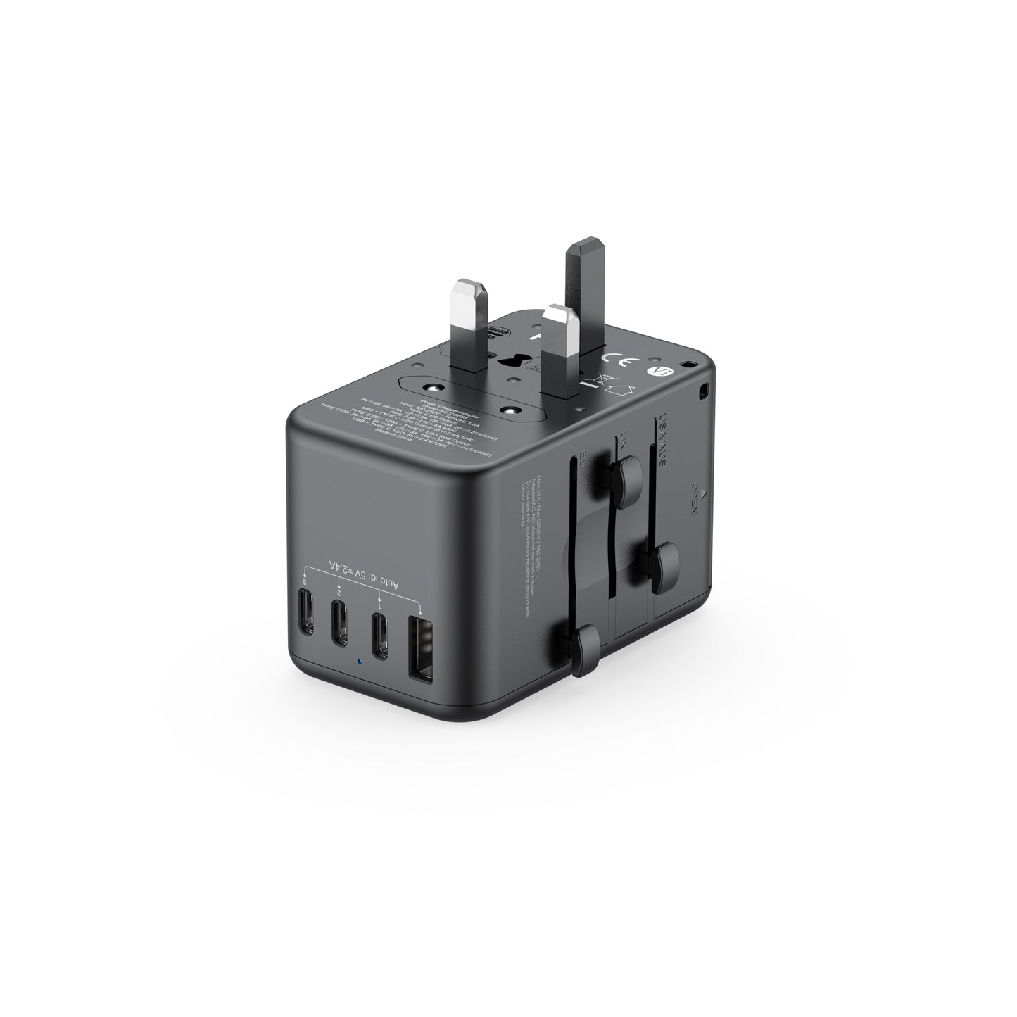 65W Global Travel Charger with 4 Type-C Ports & 1 USB & Storage Box