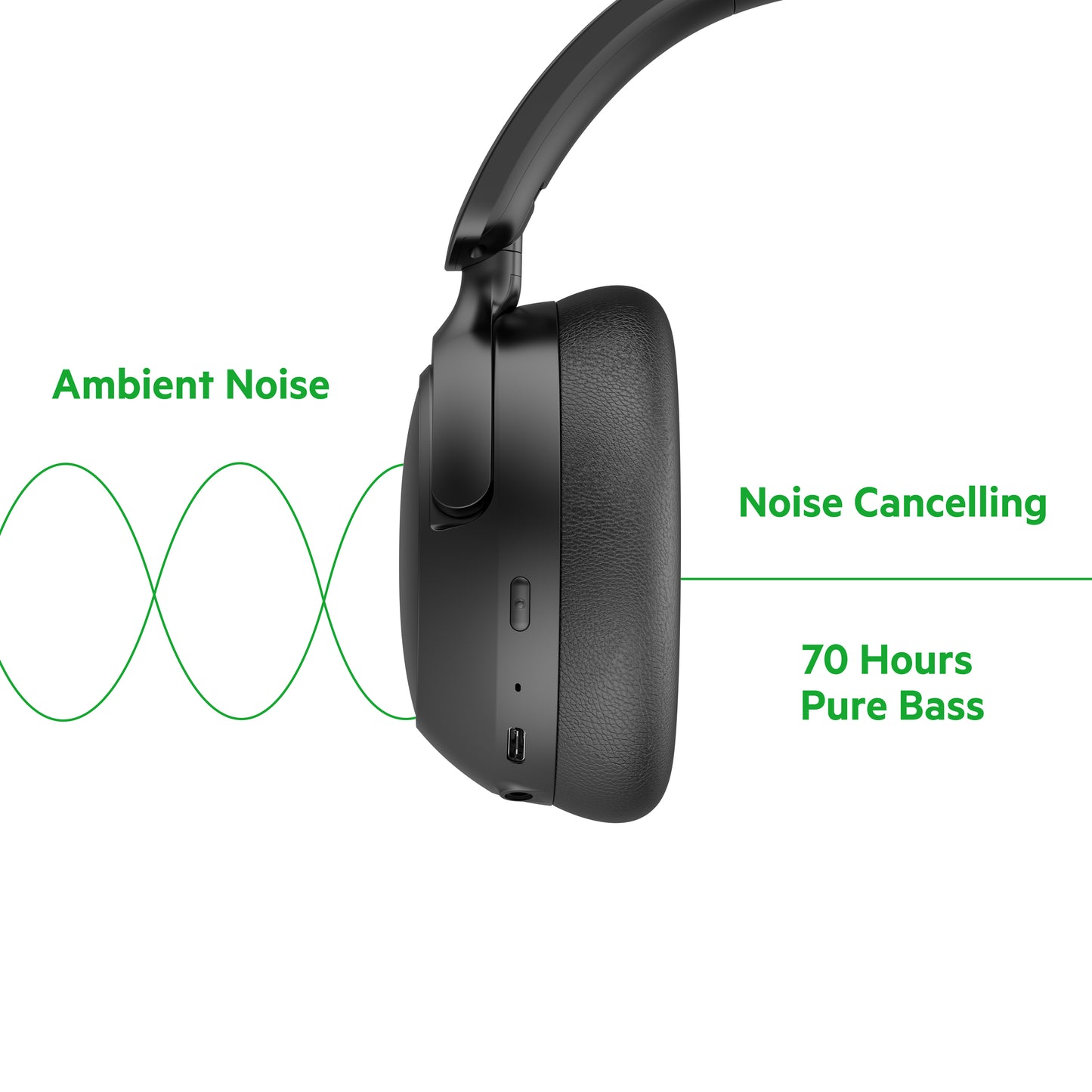 Wireless Noise Cancelling Stereo Earphones with Deep Bass