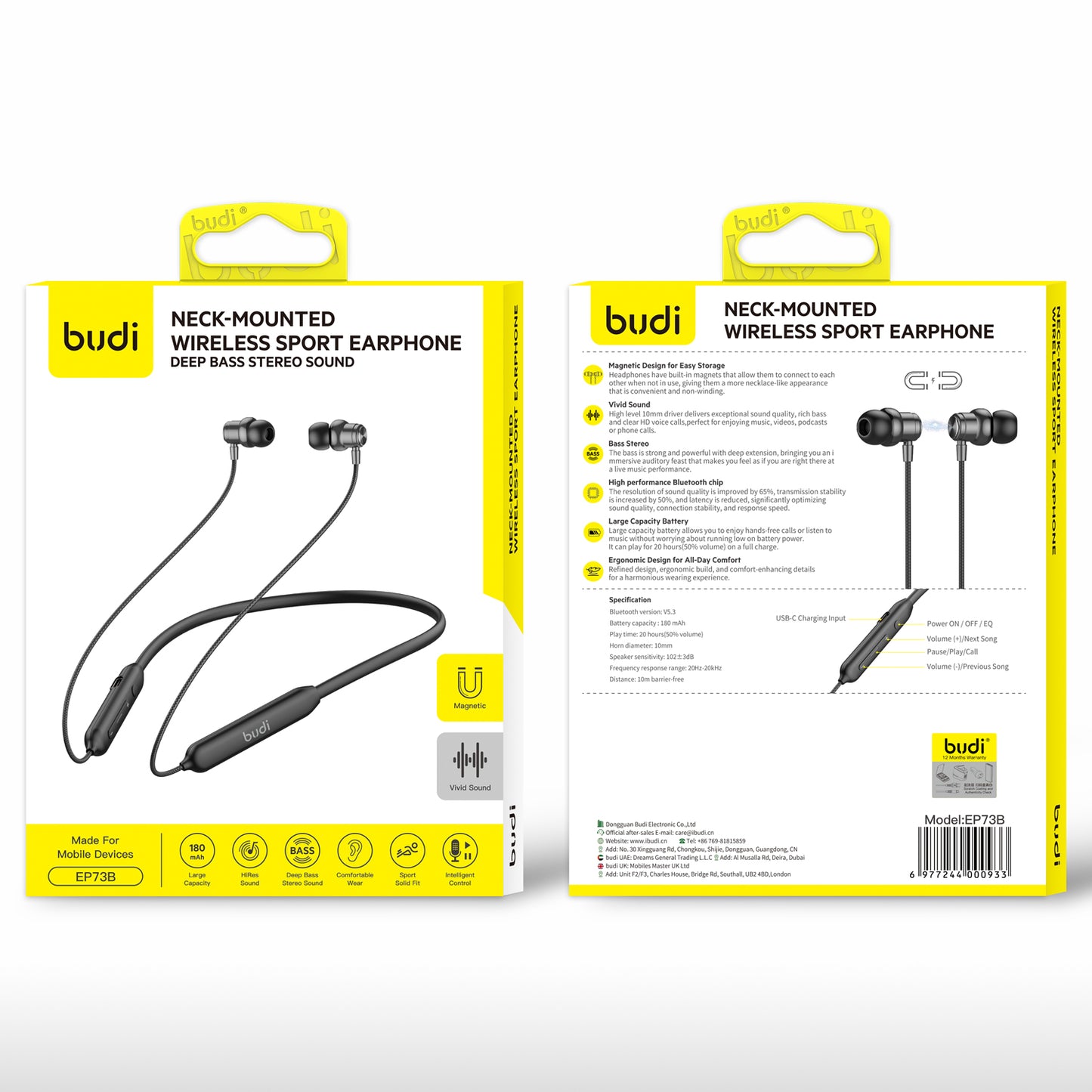 Wireless Neckband Bluetooth Sports Earphones Deep Bass Stereo Sound