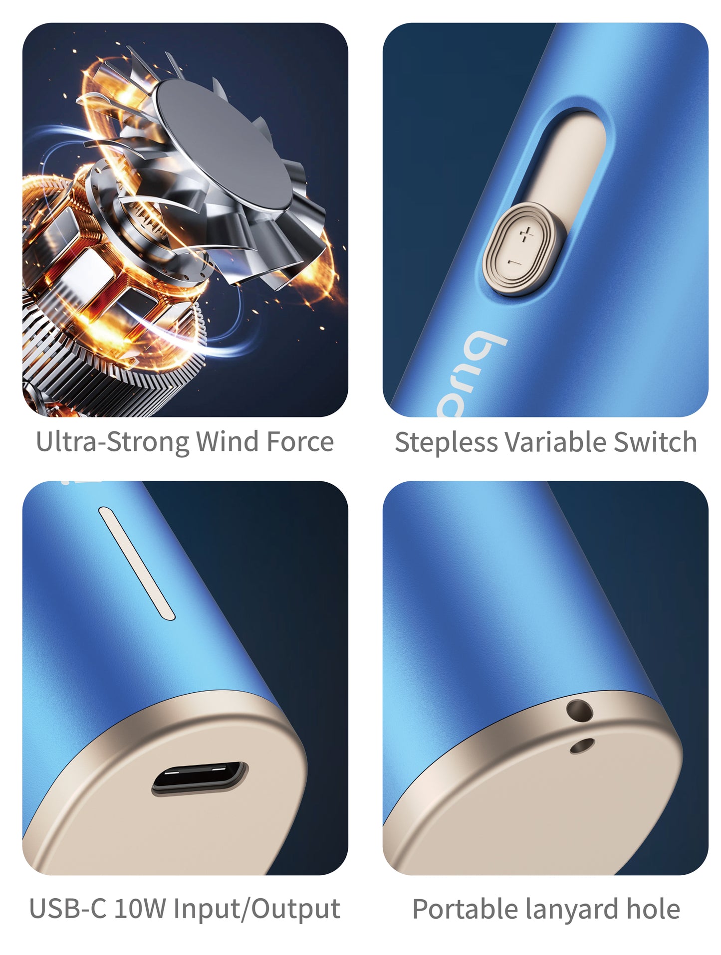 Handheld Mini Portable Jet Fan-Blue