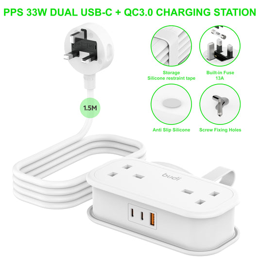 PPS 33W Dual USB-C & QC3.0 Charging Station Fast Charging Adapter