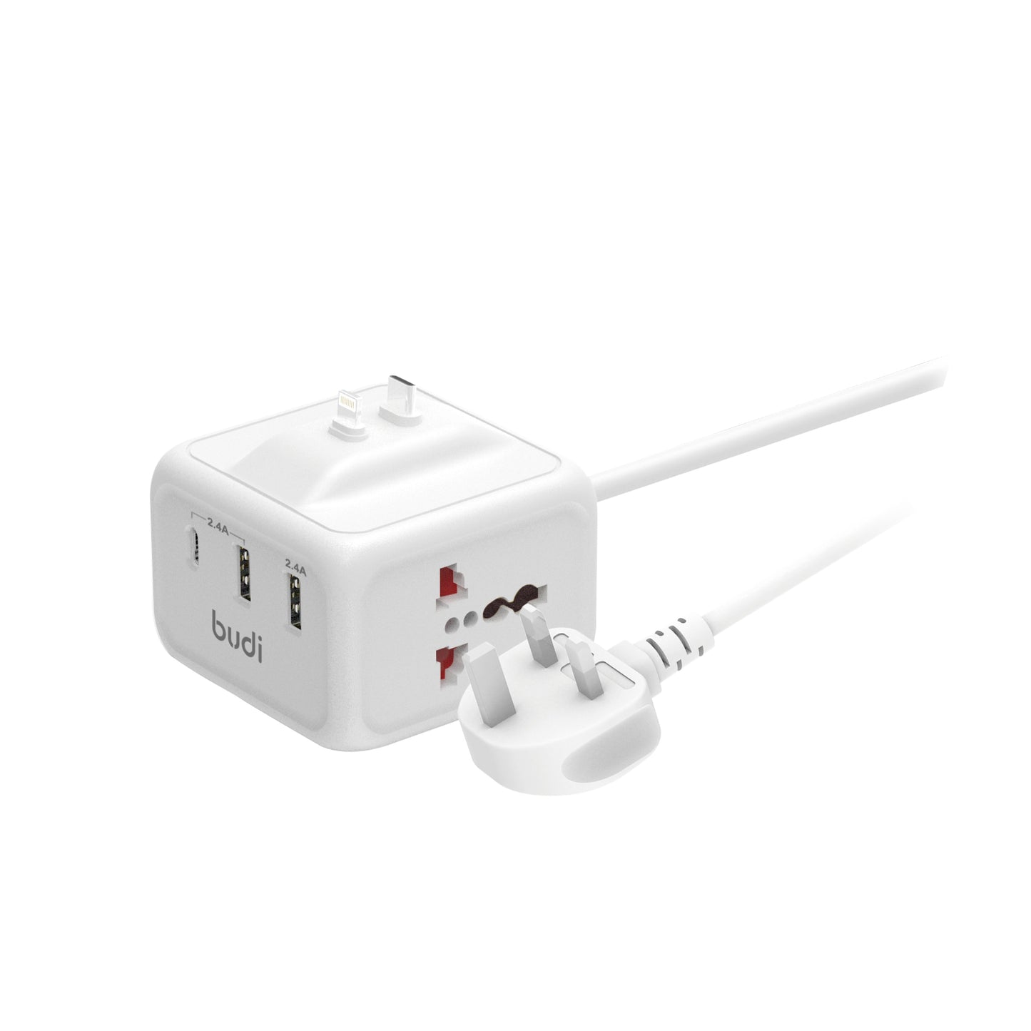 Home Charger Extension UK Plug 1 TYPE-C Port 2 USB-A Port