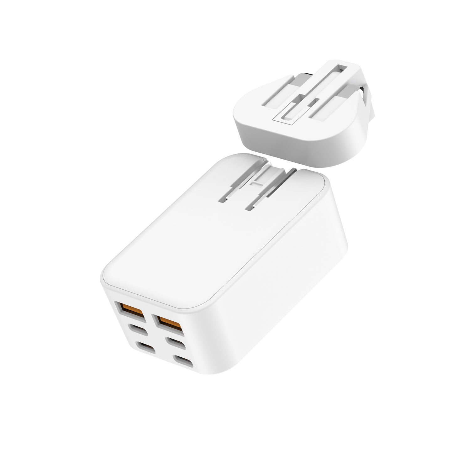 Multi-port USB-C PD fast charging adapter for international travel