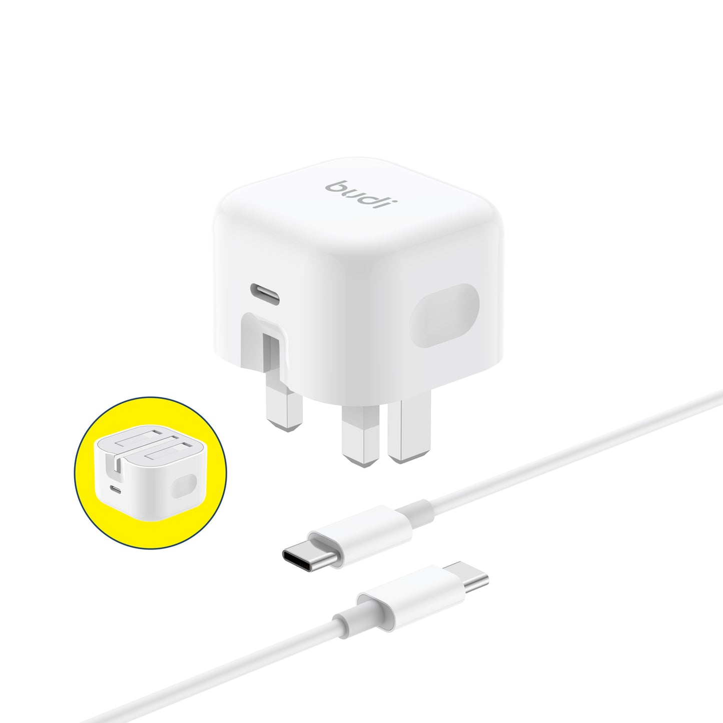 PD 20W Mini Power Adapter with USB-C to USB-C Fast Charging Charger