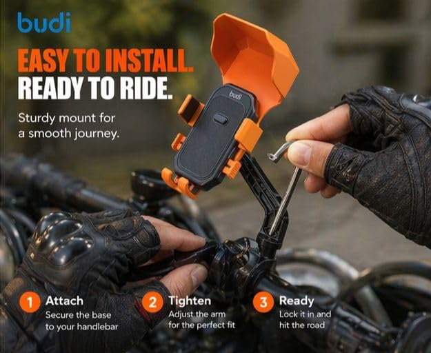 Motorcycle Phone Mount Holder with Shield From Sun and Rain