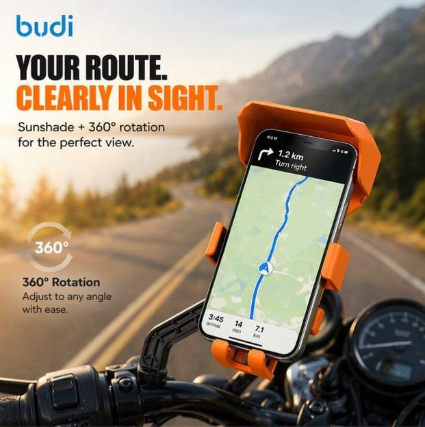 Motorcycle Phone Mount Holder with Shield From Sun and Rain