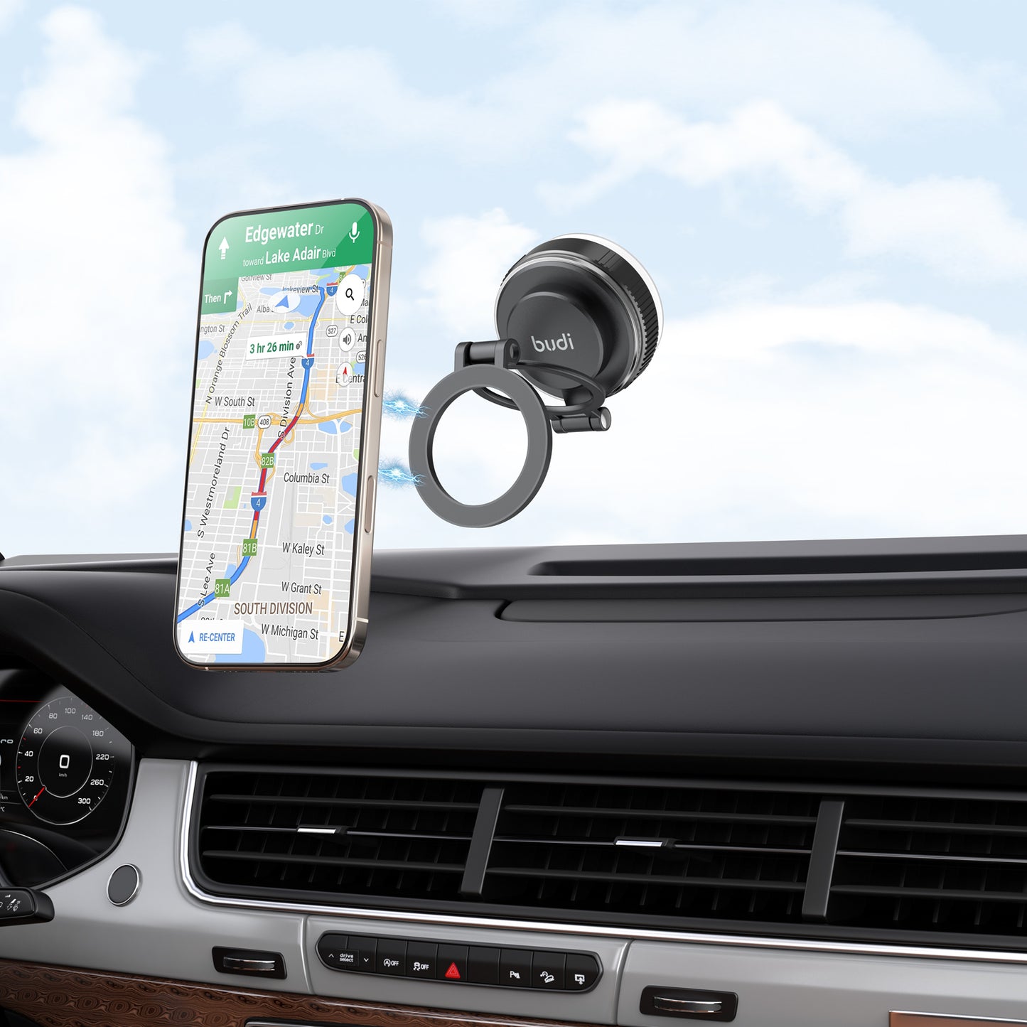 Magnetic Car Mount Suction Base Stretch, Fold, Rotate Any Angle You Want