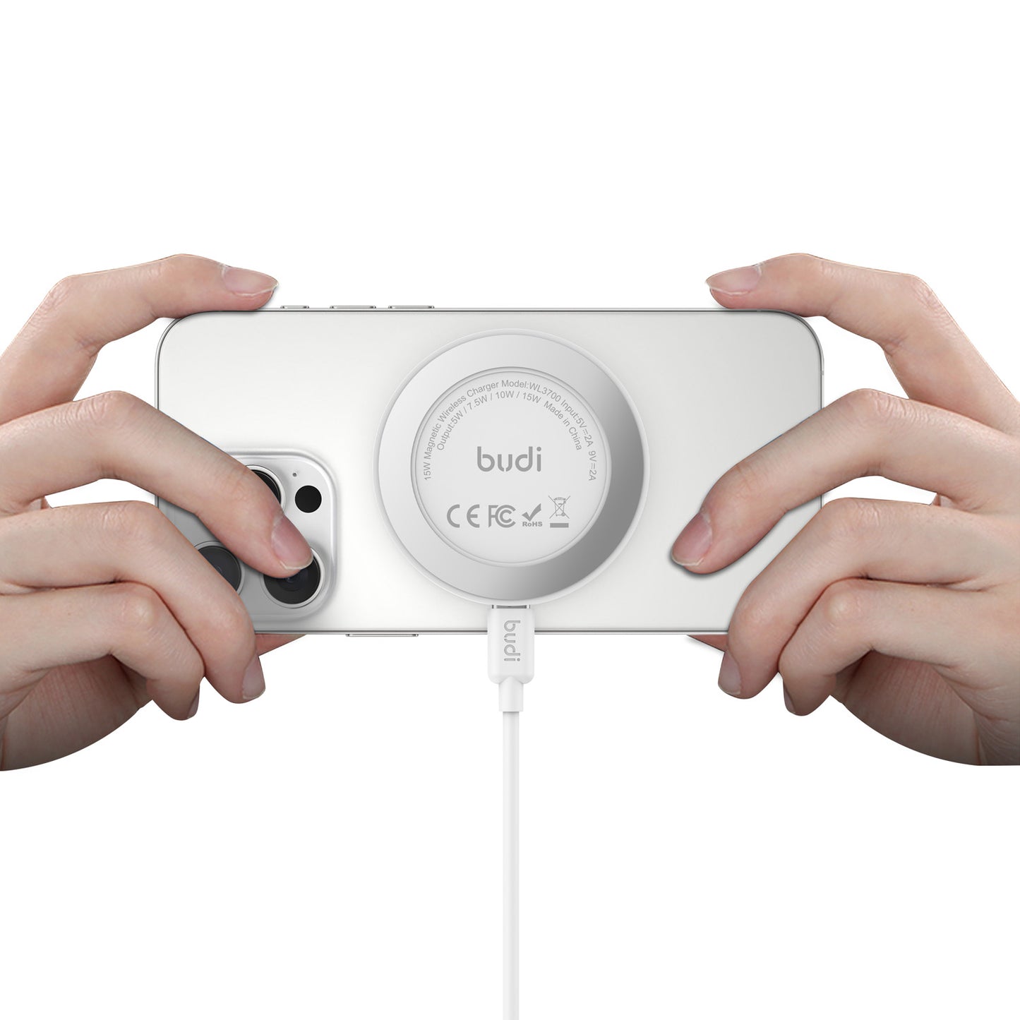 Magnetic 15W Wireless Charging Car Mount with USB-C to USB-C Cable