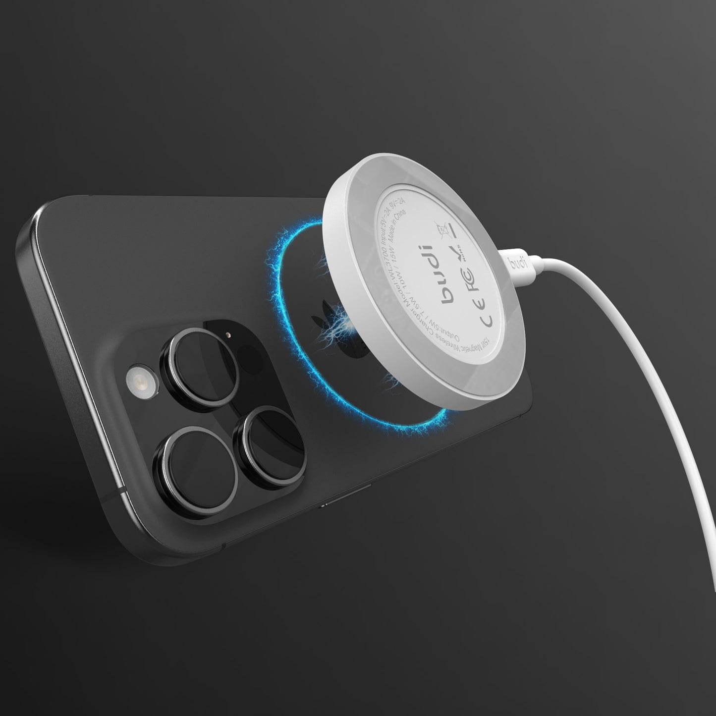 Magnetic 15W Wireless Charging Car Mount with USB-C to USB-C Cable