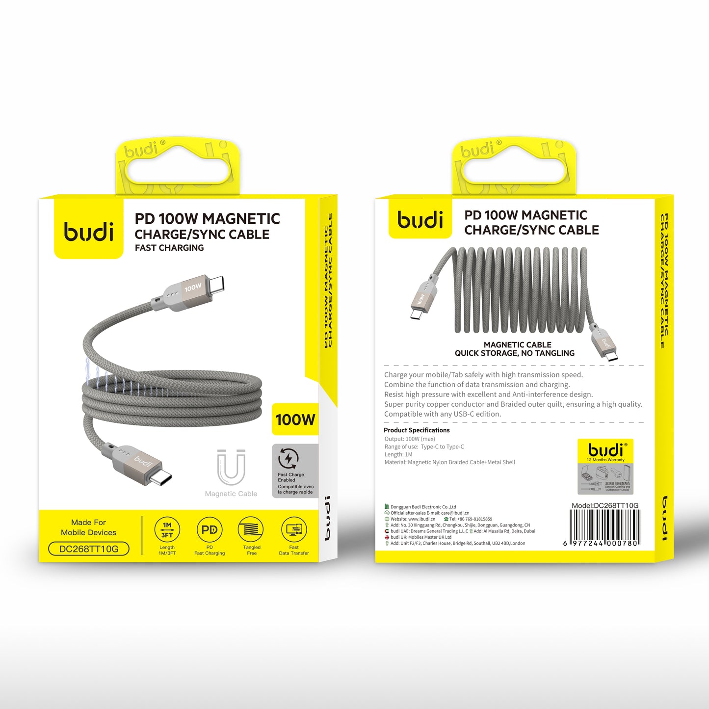 PD 100W Magnetic Charger Cable USB-C to USB-C Ultra Fast Charging Cable