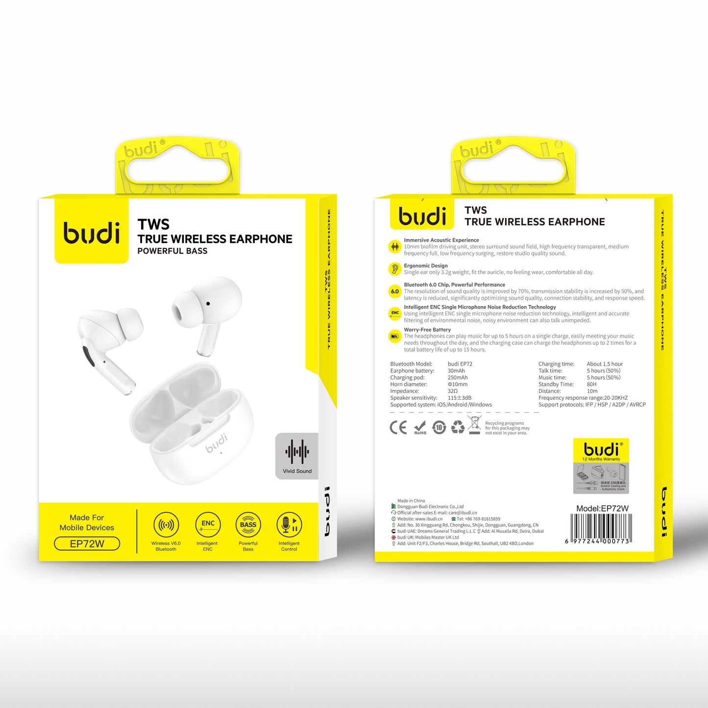 TWS True Wireless Earphones Powerful Bass Stereo Sound - UAE